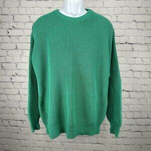 Christopher Hayes Green 100% Cotton Long Sleeve Crewneck Knit Sweater US Size XL